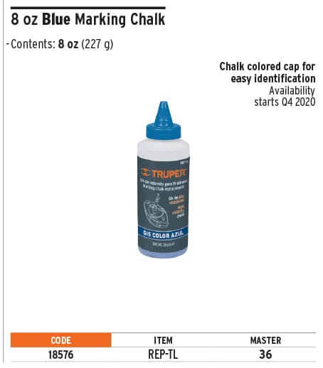 Truper 18576 Replacement 8 Oz Blue Chalk Line