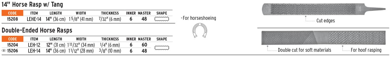 Truper 15208 14" horseshoe rasp with tang