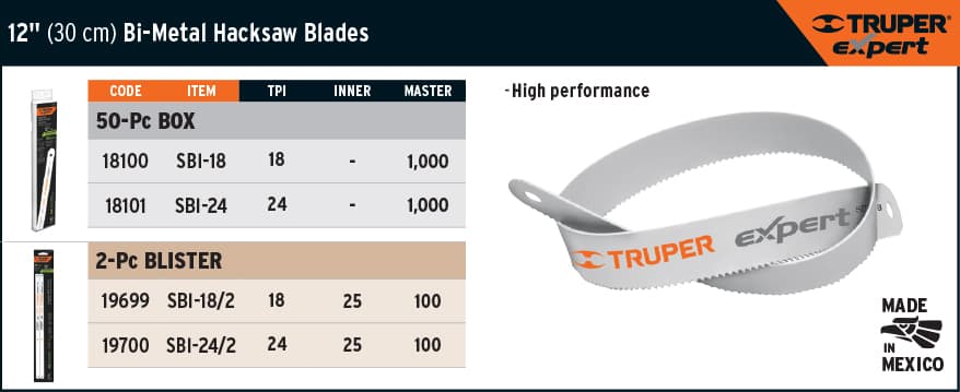 Truper 18101 12" 24Tpi Bi-metal Hacksaw Blade