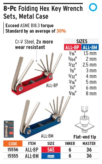 Truper 15556 Rubber Body Folding Key Set 8 In 1
