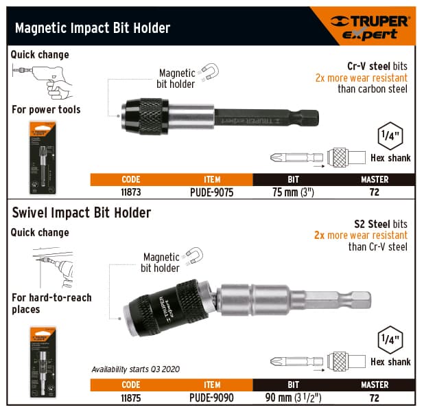 Truper 11873 75mm, magnetic power extension bit, Expert