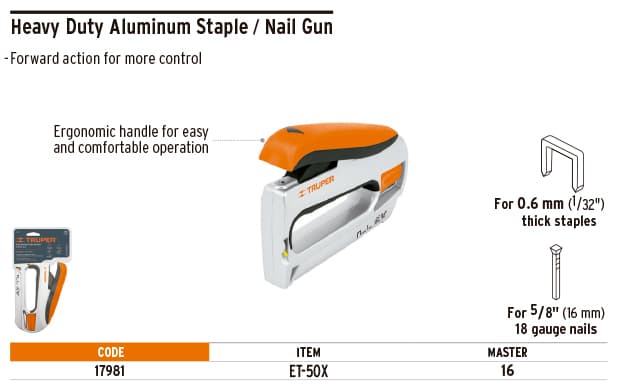 Truper 17981 Heavy Duty Aluminum Staple Gun