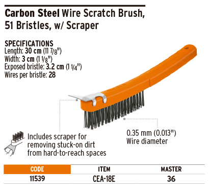Truper 11539 18" Handle With Scraper Wire Brush
