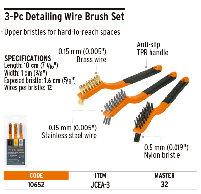 Truper 10652 Wire brush set, 3 pieces