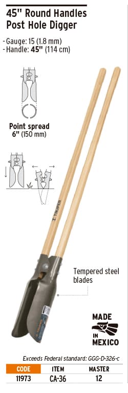 Truper 11973 45" Wood Handle Post Hole Digger