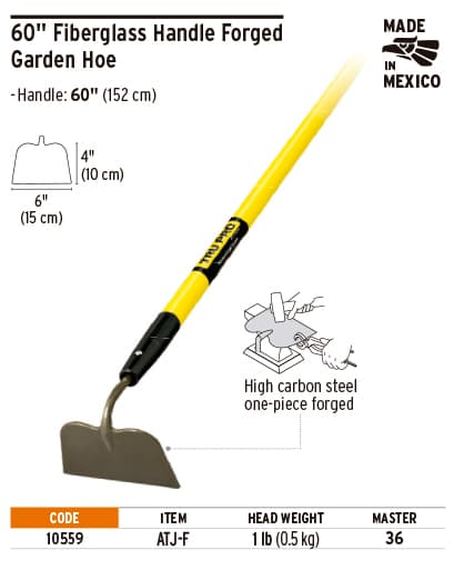 Truper 10559 60" Fiberglass Handle Forged Garden Hoe