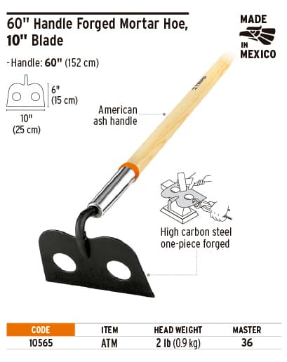 Truper 10565 60" Handle Forged Mortar Hoe