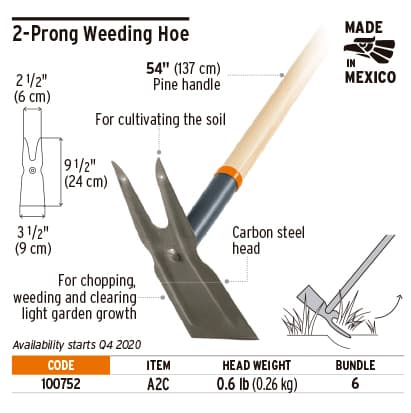Truper 100752 Two Prong Weeding Hoe, Wood Handle