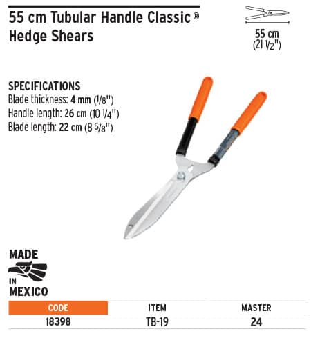 Truper 18398 12" Tubular Handles Hedge Shears