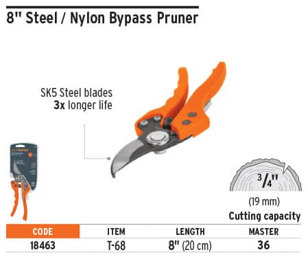 Truper 18463 8" Steel / Nylon Bypass Pruner