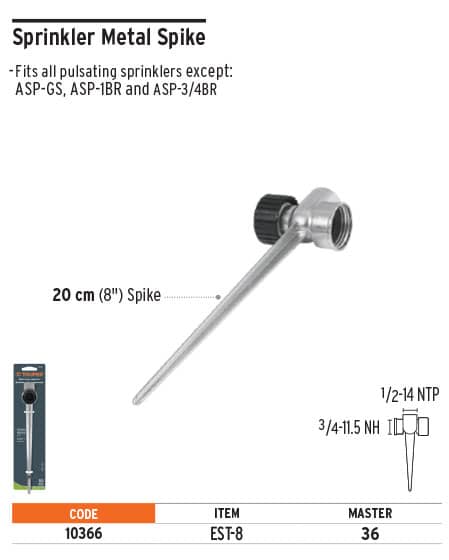 Truper 10366 8" Metal Spike For Sprinkler