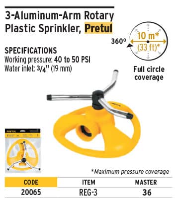 Pretul 20065 Rotary Sprinkler With 3 Arms Pretul