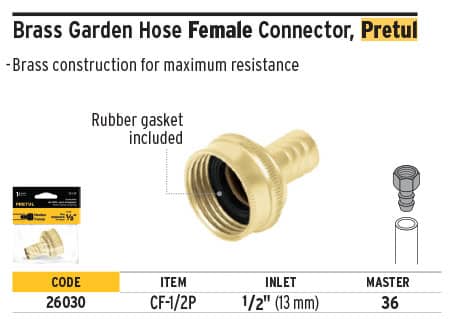 Pretul 26030 1/2" Female Brass Garden Hose Connector