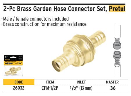 Pretul 26032 Brass Hose Garden Connectors