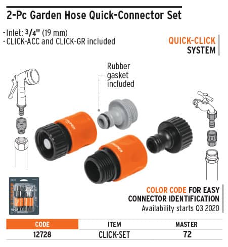 Truper 12728 3/4" Quick Click System Connectors Set 2