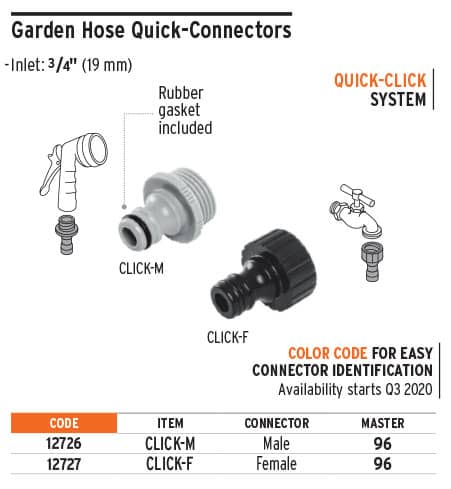 Truper 12727 Garden Hose Quick-Click System Connectors
