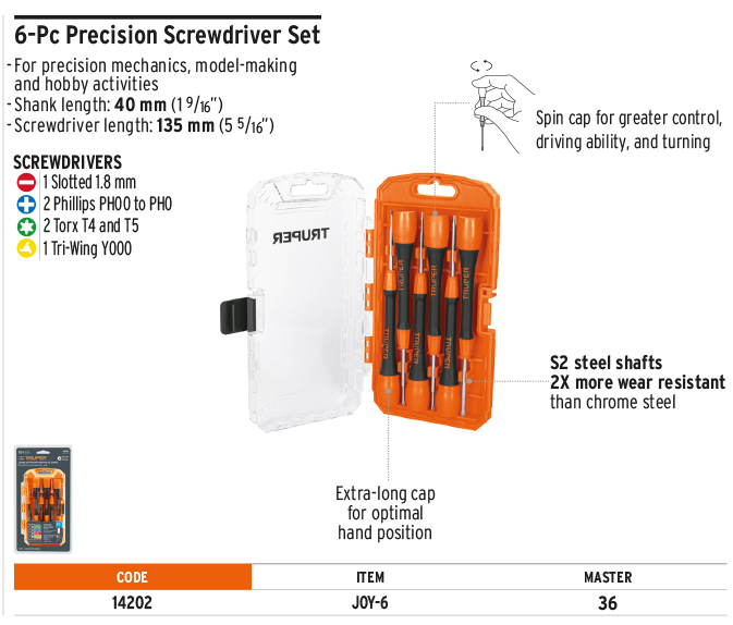 Truper 14202 Precision Screwdriver Set 6 Pieces