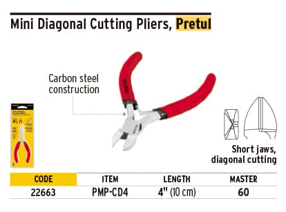 Pretul 22663 4-7/16" Diagonal Cutting Miniature Plier