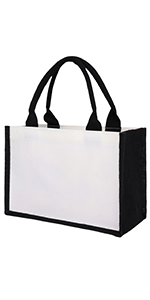 TOPTIE 6 PCS Burlap Tote Bags with White Handles, Wedding Gift Bags, Reusable Jute Shopping Bag Beach Tote