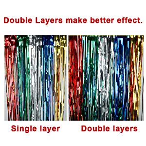 Aspire Long Foil Fringe Photo Backdrops Doorway Window Tinsel Party Curtain 3 ft x 8 ft