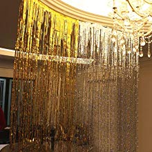 Aspire 4Packs Photo Backdrop for Birthday Party Wedding Decoration Golden Metallic Tinsel Foil Fringe Curtains