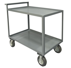Durham RSCR-304838-95 Rolling Service Cart, 8" x 3" Pneumatic casters, (2) rigid, (2) swivel, 2 shelves, 1-1/2" lips up and a raised tubular handle