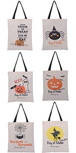 Aspire Bulksale Halloween Reusable Tote Bags Durable Canvas Trick Or Treat Shopping Bag Gift Storage