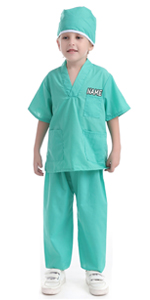 TOPTIE Kids Doctor Surgeon Nurse Dress Up Costume for Boy Girl, Preschool Role Play Uniform and Accessories