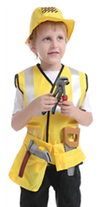 TOPTIE Kids Construction Worker Costume, Includes Vest, Hat, Belt Pocket and Accessories