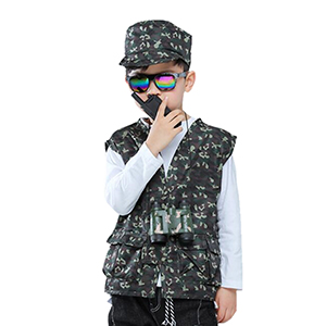 TOPTIE Kids Camo Tactical Soldier Costume, Halloween Military Motif Role Play Set for 3 - 6 Years Old