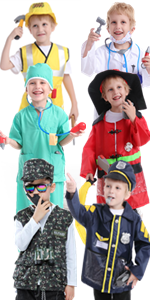 TOPTIE Kids Police Officer Costume, Policeman Uniform, Christmas Dress Up Gift for 3 - 6 Years Old