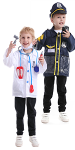 TOPTIE 4 Sets Kids Dress Up Costume, Halloween Doctor Surgeon Police Fireman 3 - 6 Years Old Uniforms