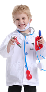TOPTIE Halloween Costumes for Kids, Doctor Police Officer Dress Up Clothes with Accessories, Career Role Play Uniforms