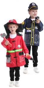 TOPTIE 6 Sets Kids Costumes with Accessories, Doctor Surgeon Policeman Fireman Engineer Soldier Dress Up Uniforms for Boys Girls