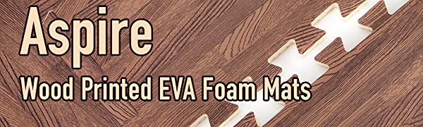 Aspire 24" x 24" x 3/8" EVA Foam Floor Mats, Borders Included Wood Grain Exercise Mat