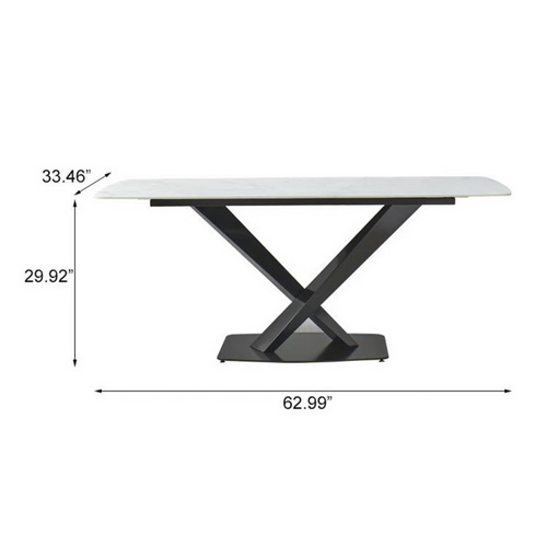 1600mm Artificial Stone Dining Table with Black Frame W50952336