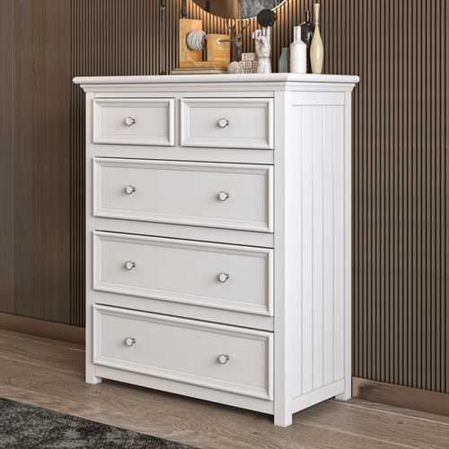 Modern Country Inspired Solid Wood Chest of Drawers, 4 Drawers, Timeless Design & Elegant with Embellish Details Featuring Unique Aesthetics by Bolivar Series W1596102397