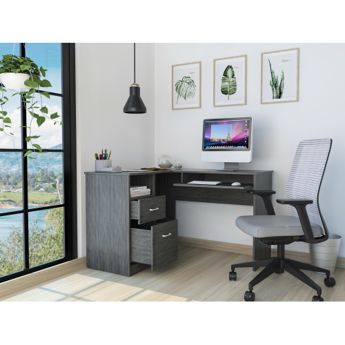 Raleigh L-Shaped Desk, Two Drawers, One Shelf, CPU Storage B128P148968