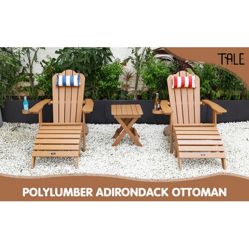TALE Adirondack Ottoman Footstool All-Weather and Fade-Resistant Plastic Wood for Lawn Outdoor Patio Deck Garden Porch Lawn Furniture Brown OM01BN