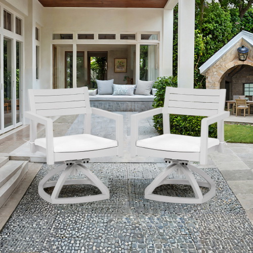Outdoor Patio Aluminum Swivel Rocker 2PCS with Outdoor-grade Sunbrella Fabric Cushions, Grayish W1886P163410