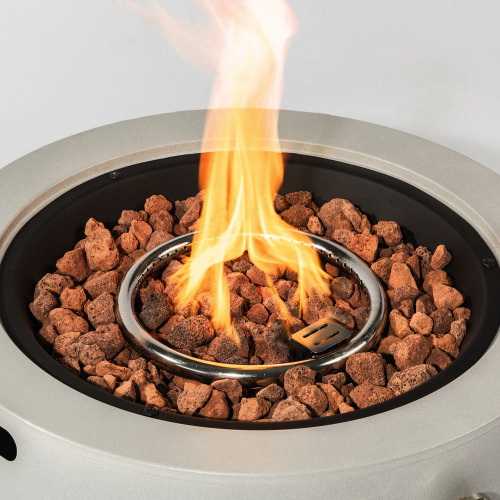 24" Propane Gas Fire Pit Bowl, 50000 BTU Round Steel Fire Pit for Outside Patio Deck Garden Backyard- Grey W853P193938