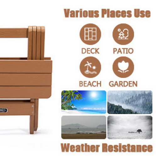 TALE Adirondack Portable Folding Side Table Square All-Weather and Fade-Resistant Plastic Wood Table Perfect for Outdoor Garden, Beach, Camping, Picnics Brown FT01BN