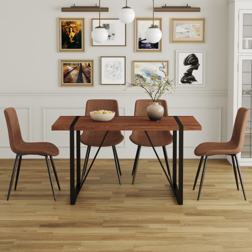 Table and chair set. a minimalist retro rectangular dining table with a ...