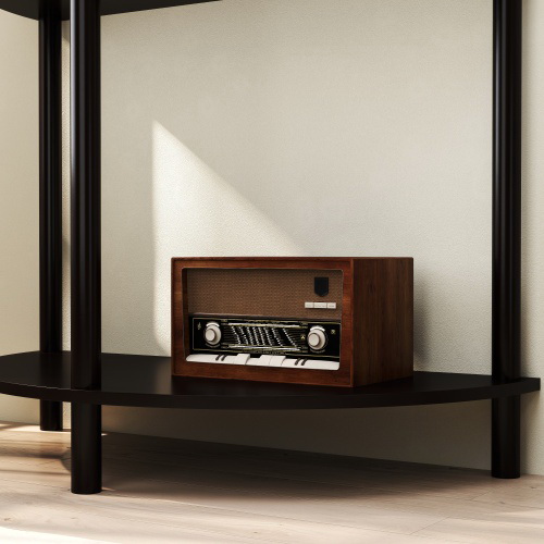 Unique Half Moon Design End Table with Sliding Rattan Door,Elegant Semi-circle Entryway Console Table with 2 Rattan Storage Cabinet and Bottom Shelf for Living room, Bedroom, Study, Hallway(Black)