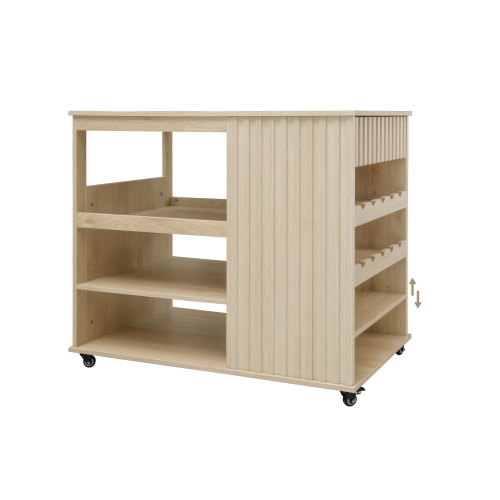 Kitchen Island Cart,Rolling Serving Utility Trolley Cart Modern Kitchen Island with Storage Drawer Wine Rack Lockable Casters,Kitchen Cart for Kitchen,Dining Room,Bar Living Room W688P194208