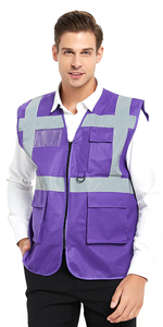 TOPTIE Class 2 High Visibility Zipper Front Safety Vest With 9 Pockets and Reflective Strips, Meets ANSI/ISEA Standards