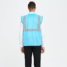 TOPTIE Safety Vest High Visibility Reflective Tape with Multi Pockets and Pen Dividers