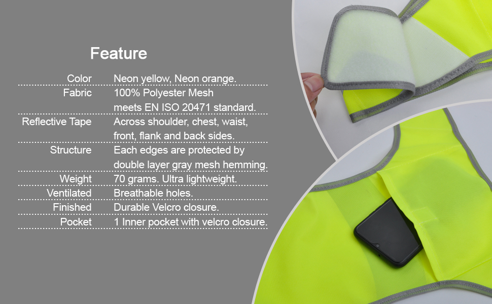 TOPTIE Safety Reflective Vest Running Gear with Adjustable Waist & Pocket for Young Running Cycling