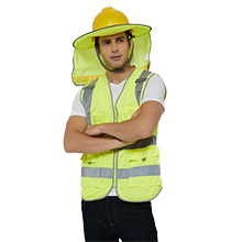 TOPTIE Hard Hat Sun Shield, Full Brim Mesh Neck Sun-Shade with Visor for Hardhats, High Visibility and Reflective