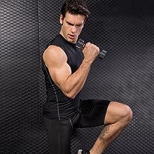 TOPTIE Mens Sleeveless Compression Shirt, Sports Base Layer Tank Top, Athletic Workout T-Shirt